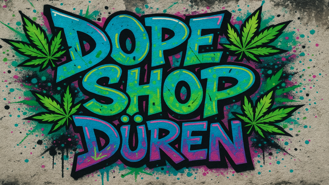 Dope Shop Düren Graffiti Hero Banner mit Hanfblättern
